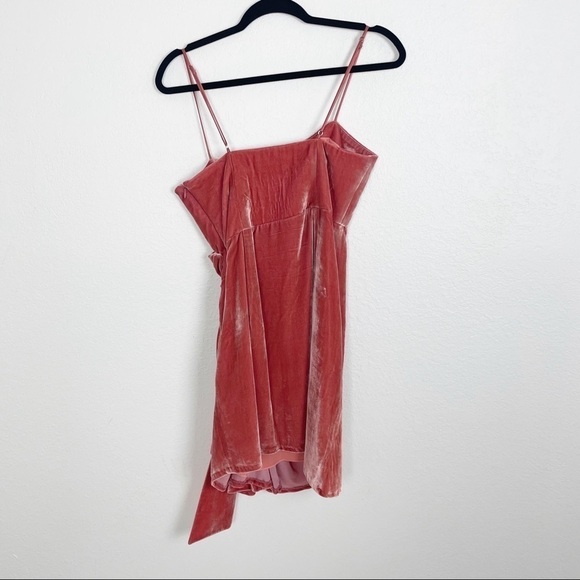 Cinq a Sept Kiki Velvet Knot Square Neck Mini Dress Pink Size 10 Cocktail Party - Picture 3 of 6